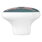 Art nouveau fuschia flower keramische knop (Zijkant)