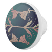 Art nouveau fuschia flower keramische knop (Rechts)