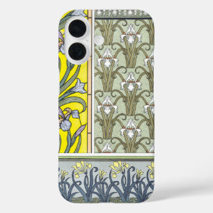 Art Nouveau, Garden Iris Flowers iPhone 16 Hoesje