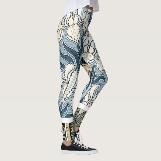  Art Nouveau, Garden Iris Flowers Leggings (Rechts)