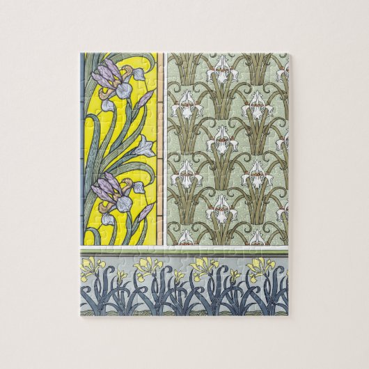  Art Nouveau, Garden Iris Flowers Legpuzzel (Verticaal)