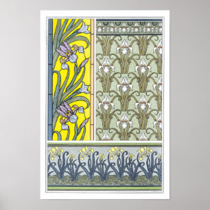 Art Nouveau, Garden Iris Flowers Poster