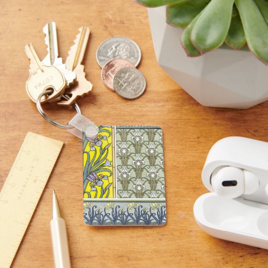  Art Nouveau, Garden Iris Flowers Sleutelhanger (Bureau)