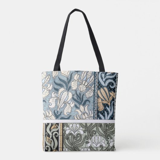  Art Nouveau, Garden Iris Flowers Tote Bag (Achterkant)