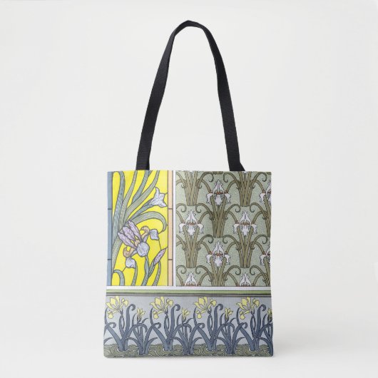 Art Nouveau, Garden Iris Flowers Tote Bag (Voorkant)
