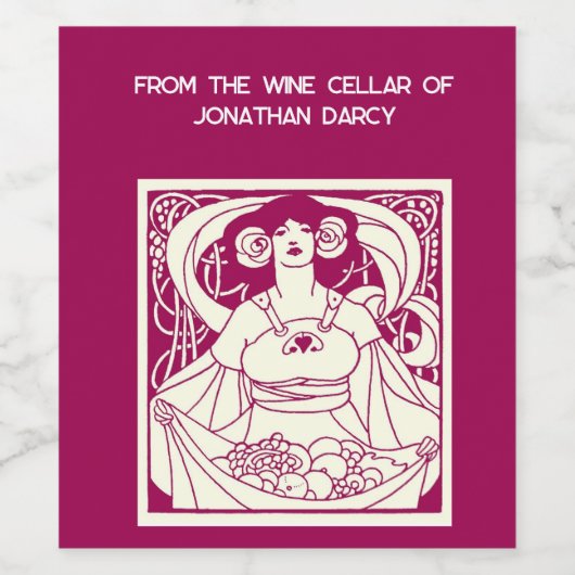 Art Nouveau Garden Label Wijn Etiket (Enkel label)