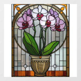 Art Nouveau-gebloemde glas-in-lood  Raamsticker