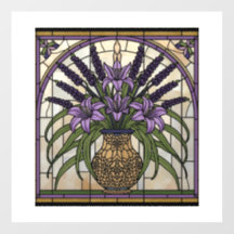 Art Nouveau-gebloemde glas-in-lood