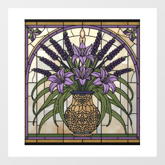 Art Nouveau-gebloemde glas-in-lood Raamsticker