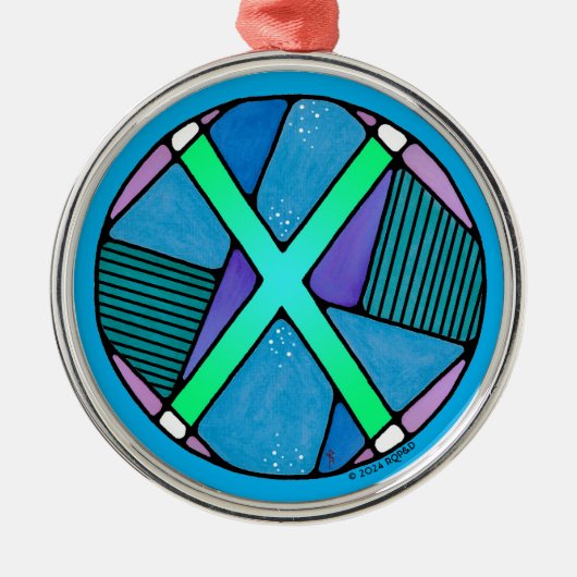 Art Nouveau Gebo Rune van Eenheid Metalen Ornament (Voorkant)