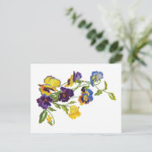 Art Nouveau Geborduurde Pansies Briefkaart (Staand voorkant)