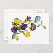 Art Nouveau Geborduurde Pansies Briefkaart (Voorkant / Achterkant)
