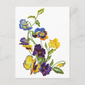 Art Nouveau Geborduurde Pansies Briefkaart (Voorkant)