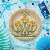 Art Nouveau Geel Bloemboeketten Medaillon Papieren Bordje (Feest)