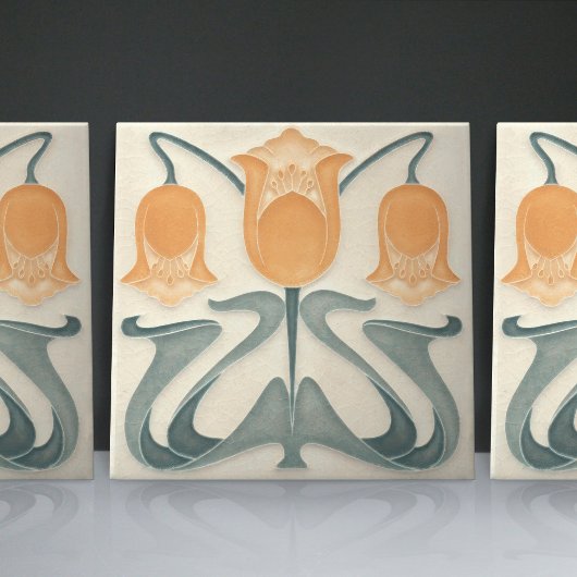 Art Nouveau Geel/Oranje Tulips Home Wall Decor Tegeltje