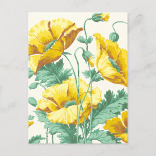  Art Nouveau Geel Poppies Briefkaart