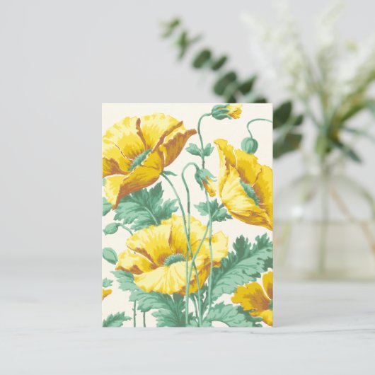  Art Nouveau Geel Poppies Briefkaart (Staand voorkant)