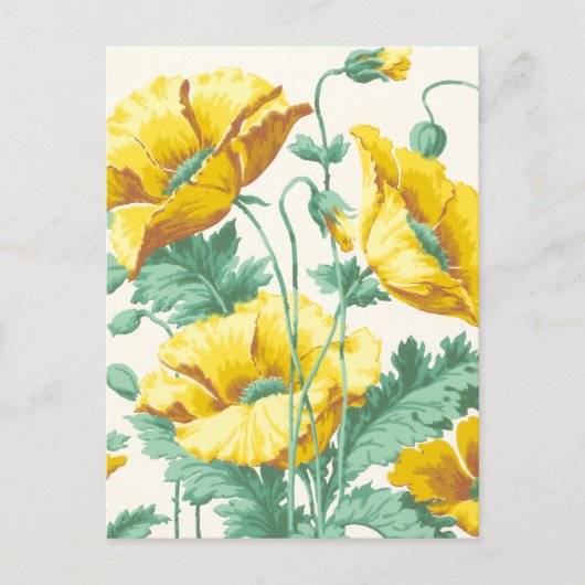  Art Nouveau Geel Poppies Briefkaart (Voorkant)