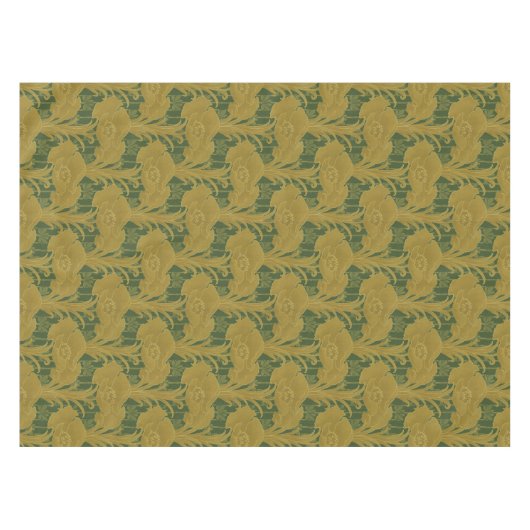  Art Nouveau Geel Poppies Patroon Tafelkleed (Voorkant (Horizontaal))