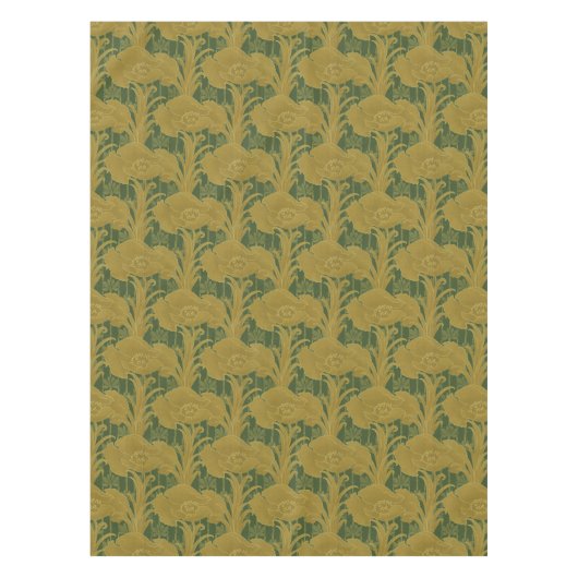  Art Nouveau Geel Poppies Patroon Tafelkleed (Voorkant)