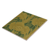  Art Nouveau Geel Poppies Patroon Tegeltje (Zijkant)