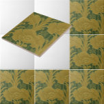 Art Nouveau Geel Poppies Patroon Tegeltje<br><div class="desc">Dit is een digitaal verbeterde print van een antiek ca.1905 motief van Art Nouveau stijl gele klaprozen. U kunt de achtergrondkleur aanpassen.</div>