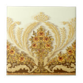 Art Nouveau Geel Rose Struiken Frieze Tegeltje (Voorkant)