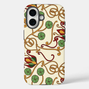 Art Nouveau-geïnspireerd bloemendesign iPhone 16 Hoesje