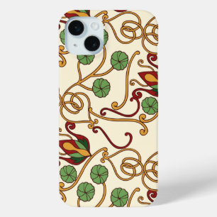 Art Nouveau-geïnspireerd bloemendesign iPhone 15 Mini Hoesje
