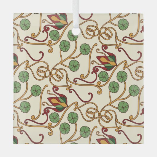 Art Nouveau-geïnspireerd bloemendesign Glas Ornament (Voorkant)