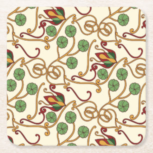 Art Nouveau-geïnspireerd bloemendesign Kartonnen Onderzetters