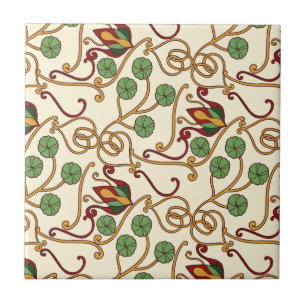 Art Nouveau-geïnspireerd bloemendesign Tegeltje
