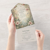 Art Nouveau Geïnspireerd Bloemensymfonie Bruiloft All In One Uitnodiging (Afscheurbaar)