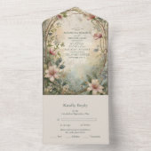 Art Nouveau Geïnspireerd Bloemensymfonie Bruiloft All In One Uitnodiging (Binnen)