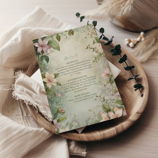 Art Nouveau Geïnspireerd Bloemensymfonie Bruiloft Informatiekaartje