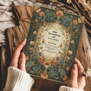 Art Nouveau Geïnspireerd Bloemensymfonie Bruiloft Kaart