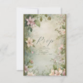 Art Nouveau Geïnspireerd Bloemensymfonie Bruiloft RSVP Kaartje (Voorkant)