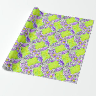 Art Nouveau Geïnspireerd Boho Waterverf Bloemen Cadeaupapier