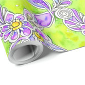 Art Nouveau Geïnspireerd Boho Waterverf Bloemen Cadeaupapier (Rol Hoek)