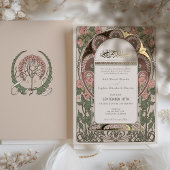 Art Nouveau Geïnspireerd Islamitisch Bruiloft Goud Folie Uitnodiging