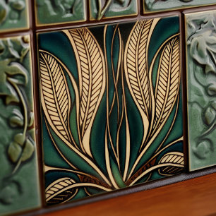 Art Nouveau Geïnspireerd Klassiek Bloemen Geometri Tegeltje