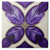 Art Nouveau-geïnspireerd Lissabon Jacaranda Blosso Tegeltje (Voorkant)
