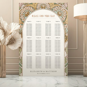 Art Nouveau geïnspireerd trouwzaalstoelenplan Poster