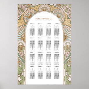 Art Nouveau geïnspireerd trouwzaalstoelindeling Poster