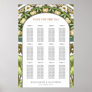 Art Nouveau geïnspireerd trouwzaalstoelindeling Poster