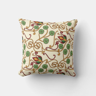 Art Nouveau-geïnspireerde bloemendesign Kussen