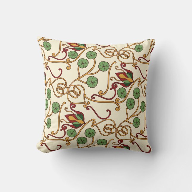 Art Nouveau-geïnspireerde bloemendesign Kussen (Voorkant)
