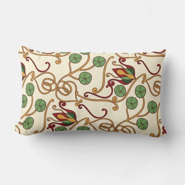 Art Nouveau-geïnspireerde bloemendesign Kussen (Voorkant)