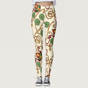 Art Nouveau-geïnspireerde bloemendesign Leggings