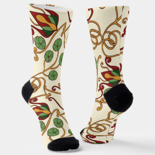 Art Nouveau-geïnspireerde bloemendesign Sokken
